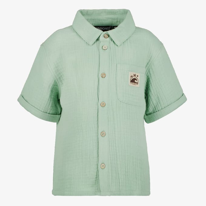 Unsigned jongens mousseline blouse groen - Maat 92