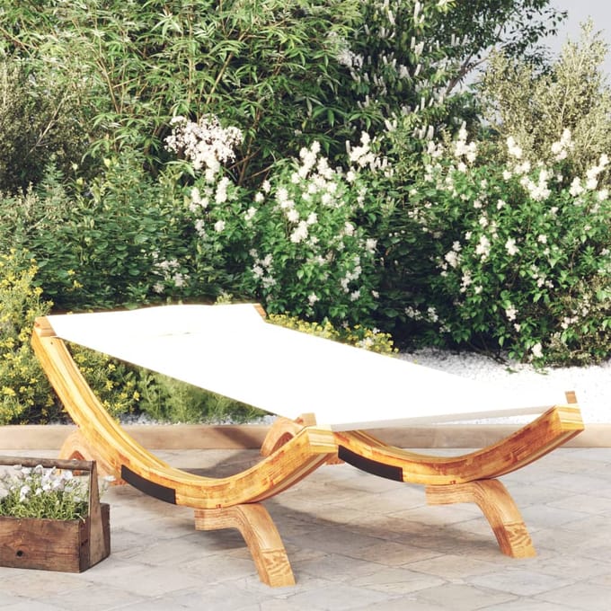 vidaXL - Loungebed - 100x188,5x44 - cm - massief - gebogen - hout - crèmekleurig