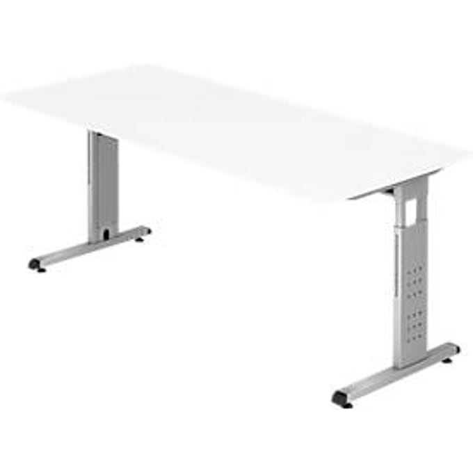 ULM bureau, C-poot, rechthoekig, B 1800 x D 800 x H 650-850 mm, wit