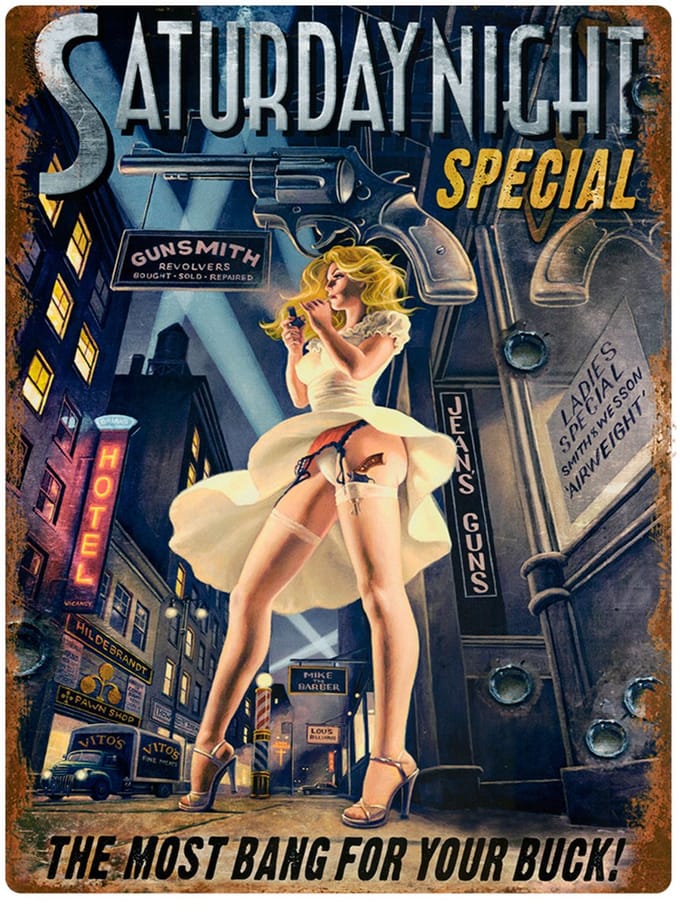 Signs USA - wandbord - dibond - Saturday Night - 33 x 44 cm