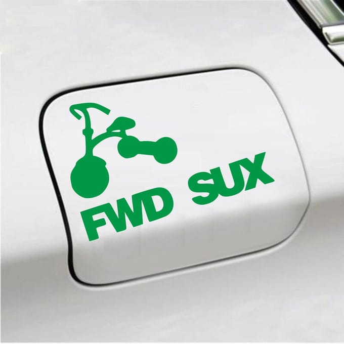 Bumpersticker - FWD SUX - 12,2 X 18 - Groen