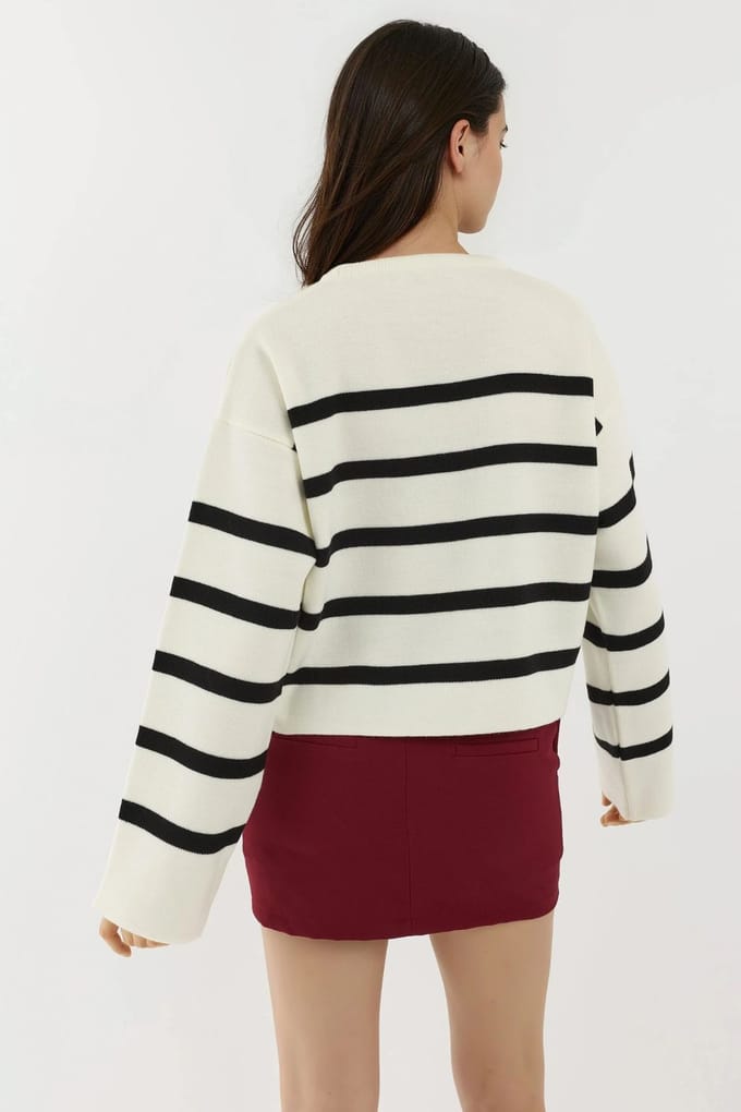 Gestreepte Relaxed Fit Cropped Trui