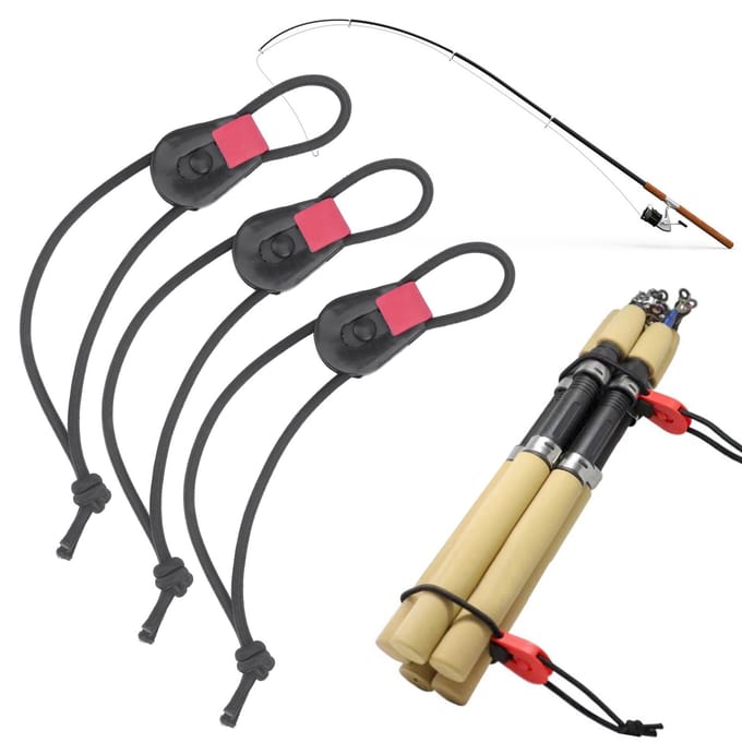 3 stuks Vishengel Snelbinders Leash voor Hengelsteunen Organizer Elastische Koordbanden black