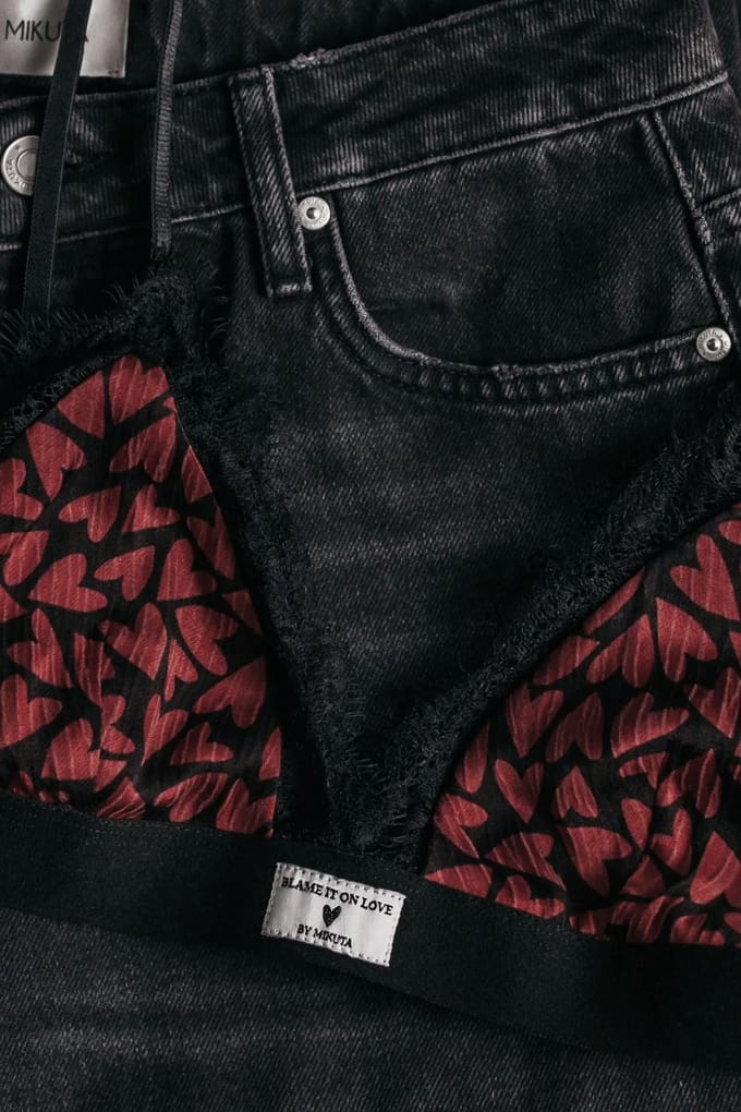 Mikuta The Red Hearts Crinkle Bralette Red Größe: M | BHs Outlet | Damen | Rot