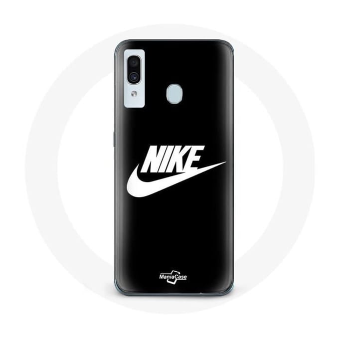 Coque pour samsung galaxy A30 Nike Logo blanc fond Noir