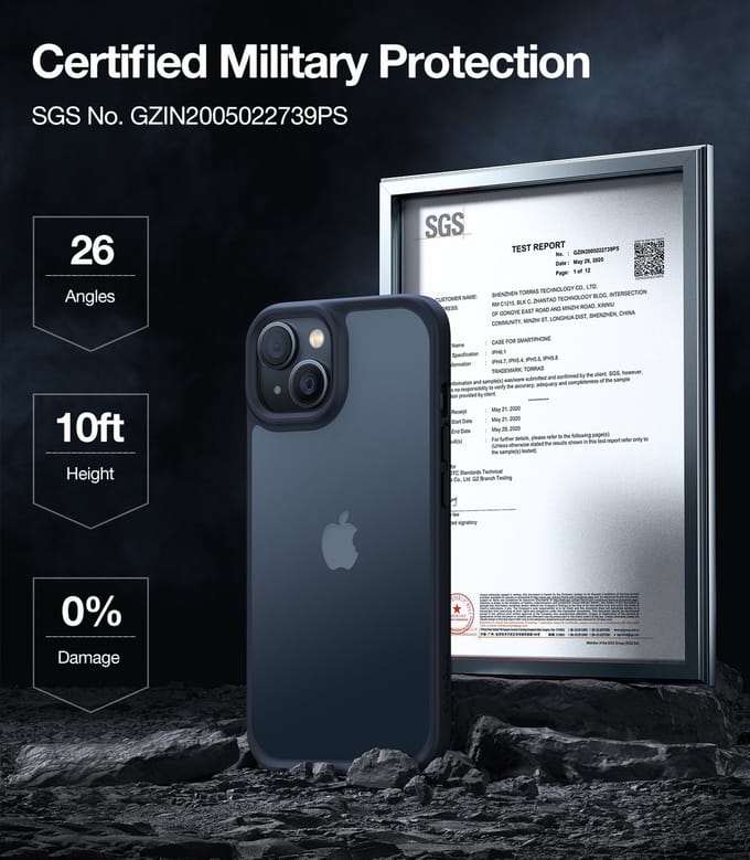 Torras hoesje geschikt voor iPhone 14 Plus Semi Transparant Shockproof hoesje - Black