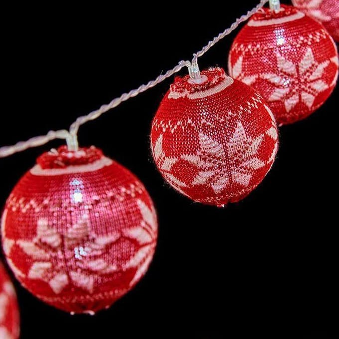 Guirlande de boules LED - KRIST+ - Krist+ - Blanc et rouge - 2 m - Ø 6 cm blanc