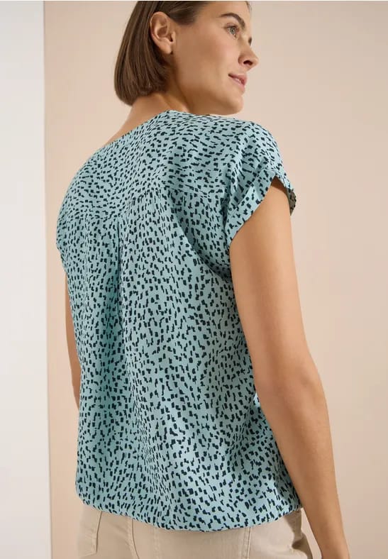 Blouse met hangende schouder en print