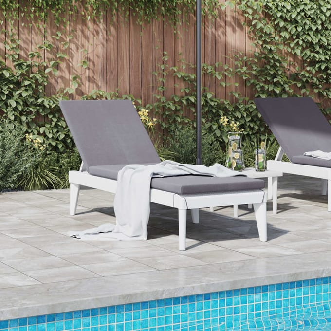 vidaXL - Ligbed - 186x60x29 - cm - polypropeen - wit