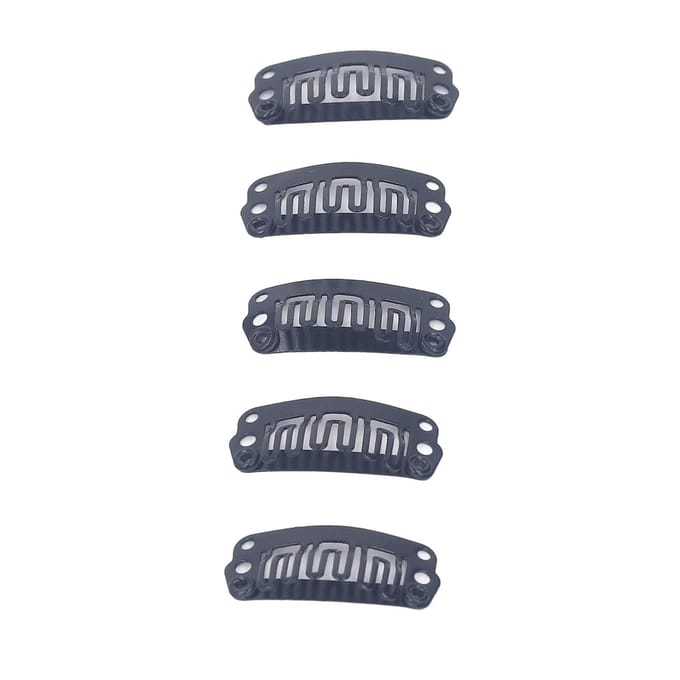 100 stuks 2,3 cm U-vormige Pruikclips 6 Kamtanden Roestvrij Staal Zwarte Pruik Accessoires Drukknop Kamclips gray