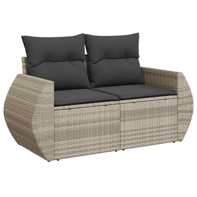 vidaXL - 5-delige - Loungeset - met - kussens - poly - rattan - lichtgrijs