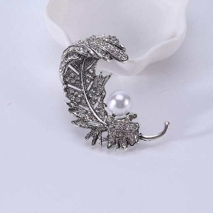 Broche Feuille Style Perle Haut de Gamme Exquise Accessoires Vêtements Broche Broche gray