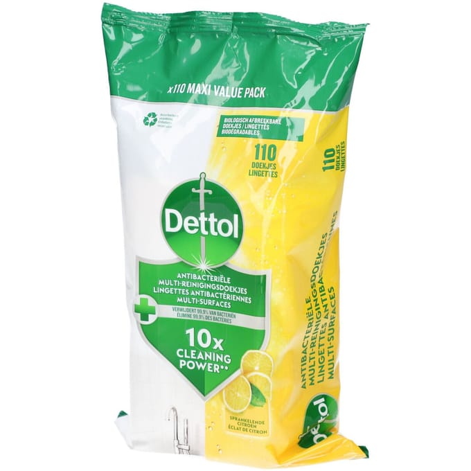 Dettol multifunctionele doekjes Power & Fresh Lemon Radiance 110 Doekjes