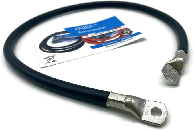 Batterijkabel 35 mm² 75cm koper met ringogen M8 rood