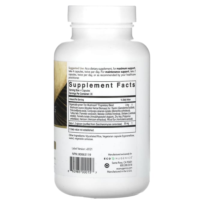 Tien Paddestoelen, Plantaardige Capsules 120
