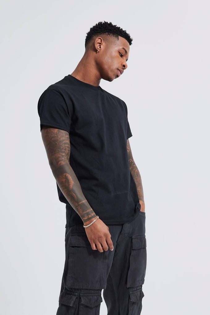 Regular Fit Rose Graphic T-shirt | Black | Size Medium