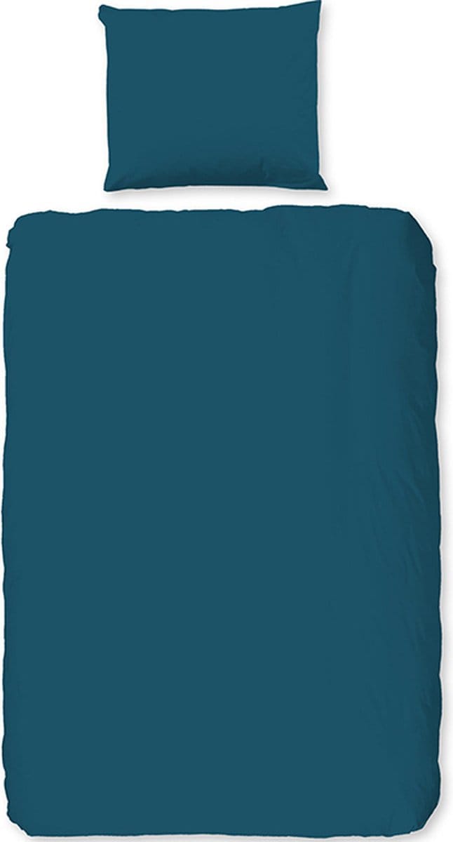 Zavelo Basic Uni Dekbedovertrek Petrol -1-persoons (140 x 200/220 cm)