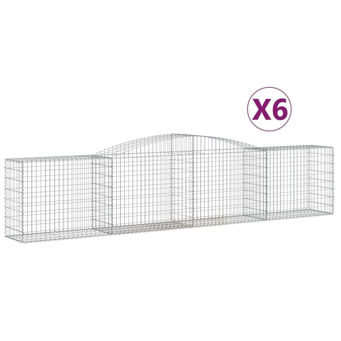vidaXL - Schanskorven - 6 - st - gewelfd - 400x50x80/100 - cm - gegalvaniseerd - ijzer