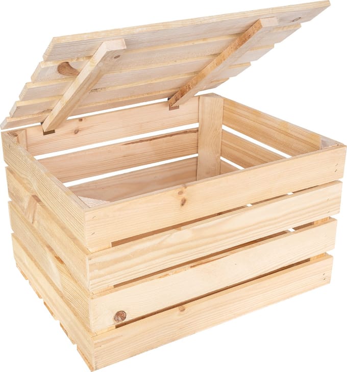 Creative Deco Natuurlijke Houten Doos met Groot Deksel | 50 x 40 x 30 cm | Kerst, Kerstmis Cadeau