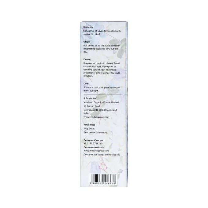 Масло-роллер из Лаванды (8 мл), Lavender Aromatic Oil Roller Bottle,  Vrindaam 10.671875 white