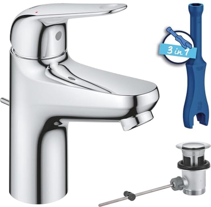Grohe Swift - Wastafelkraan met afvoerplug, chroom 24316001