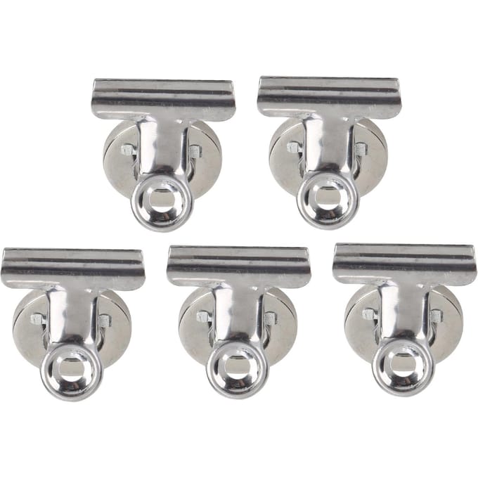 5 Stuks Magnetische Klemmen Rond Roestvrij Staal Vernikkeld Krachtige Magneet Bevestigingsset(Zilver )