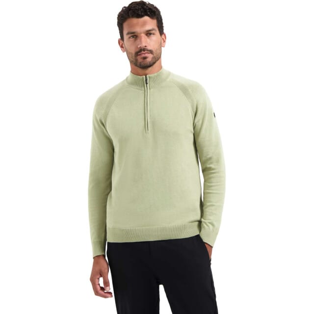 No Excess Pullover Half Zip High Collar Solid Light Moss Size: S | Sweaters Outlet | Heren | Groen