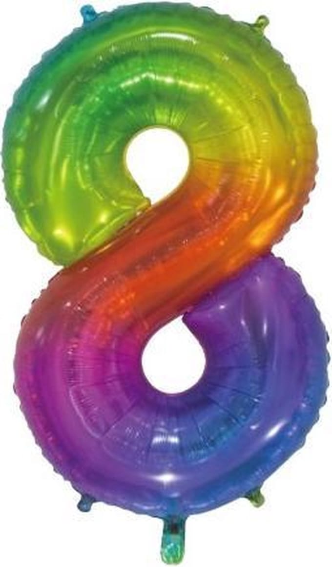 Wefiesta Folieballon Nummer 8 66 Centimeter Regenboog