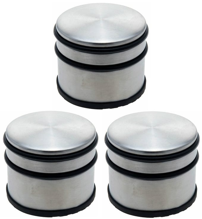 Deurstopper - 3x - met rubberen bescherming - rond - 9 x 7,5 cm - 1,1 kg