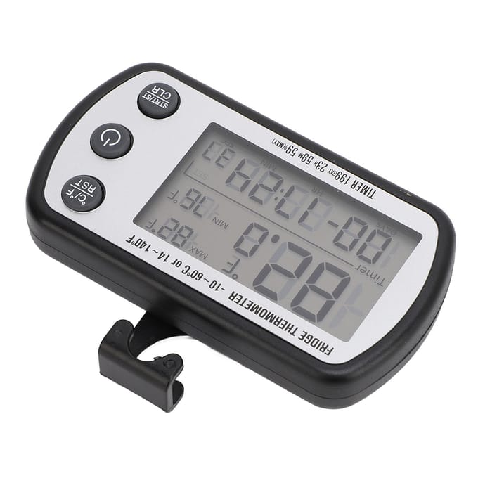 Koelkast Thermometer Magnetische Zuignap IPX4 Waterdicht LCD Display Koelkast Timer gray