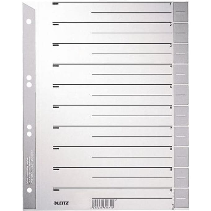 Leitz Scheidingsblad 16520085 Din A4 230 G Karton Grijs