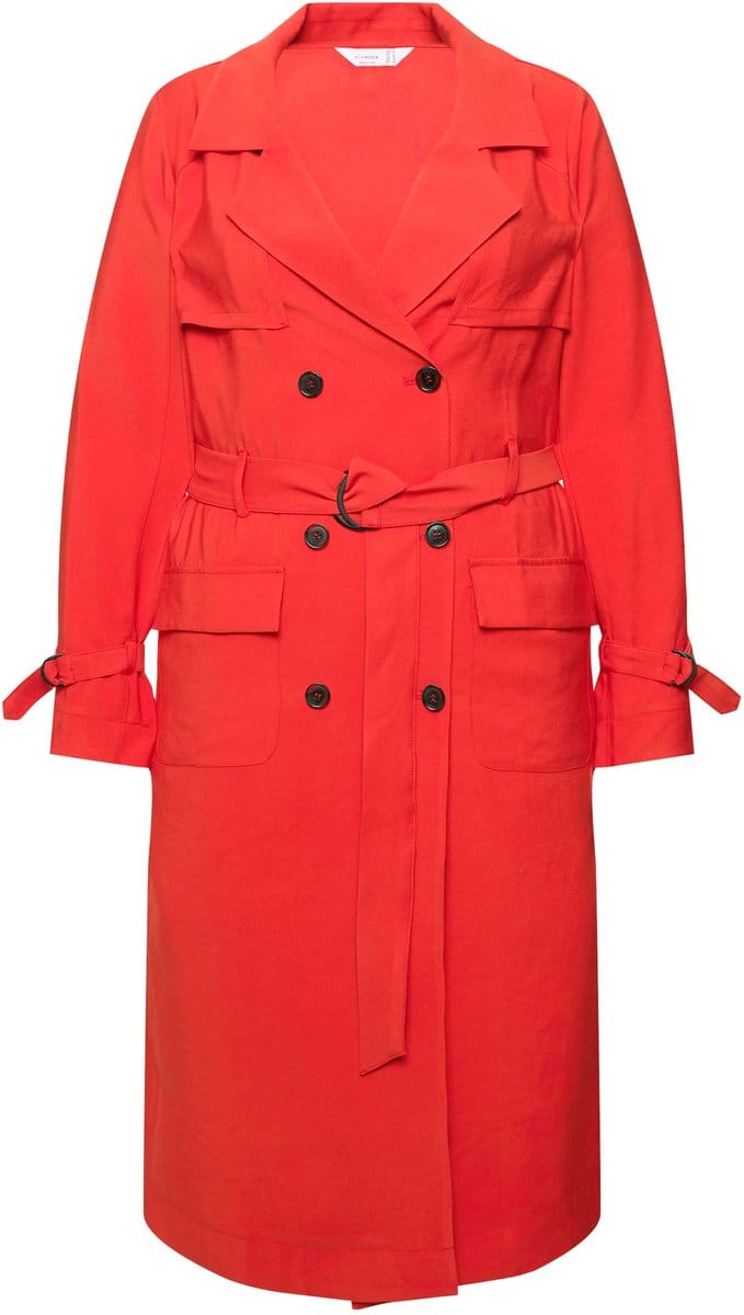 MIAMODA - Dames - Trenchcoat Classic Fit jeans look - Rood - Maat 48