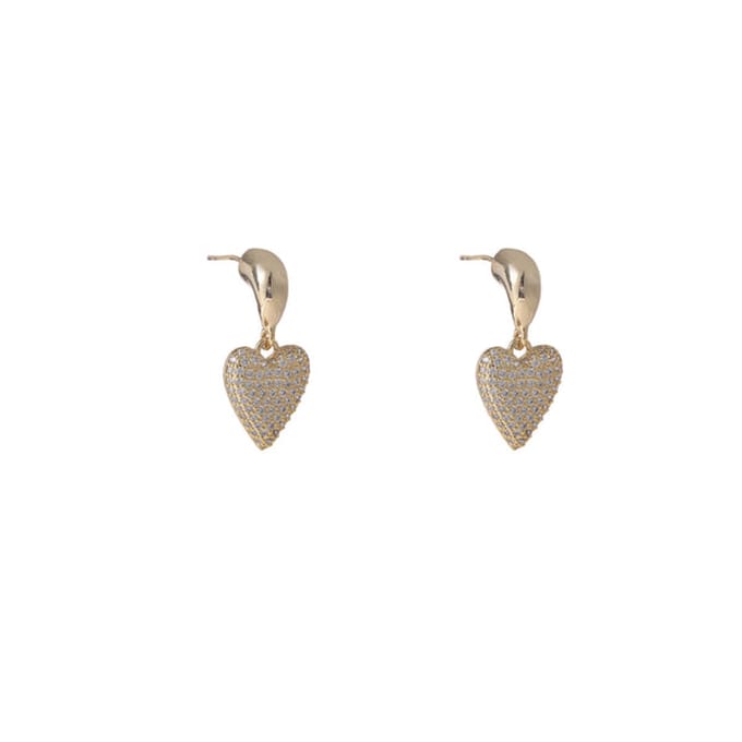 Go Dutch Label Oorknoppen Full Heart Sparkle Goudkleurig