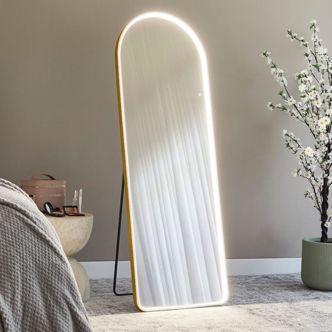 Milton & Oldbrook Staande Spiegel met Verlichting 50 x 160 cm Atrani Goud