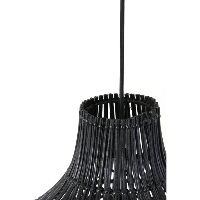Light & Living PACINO Hanglamp Ø50x51,5 cm – Zwart Rotan – Modern & Natuurlijk Design – E27
