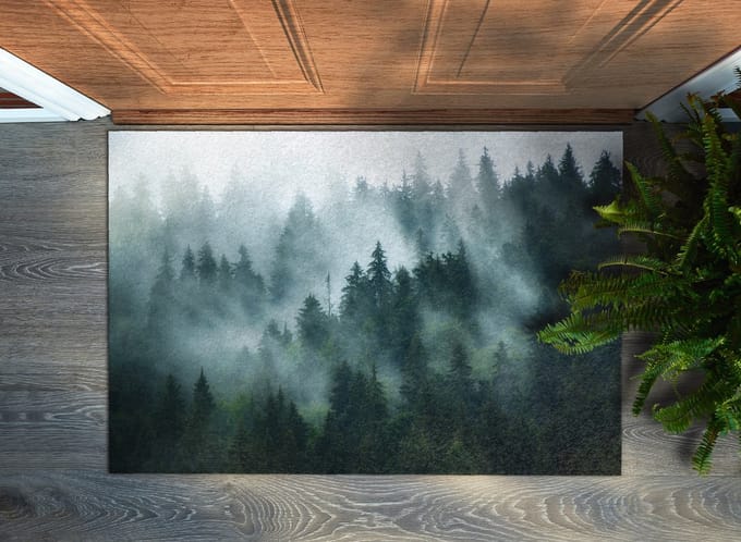 Coloray Deurmat voor binnen - Zwart Grote Deurmat - Mistbos Schoonloopmat - Binnen Deurmat - Wasbare Deurmat - 90x60 cm