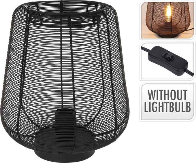 H&SCollection-tafellamp-fijn metaaldraad-zwart-33 cm