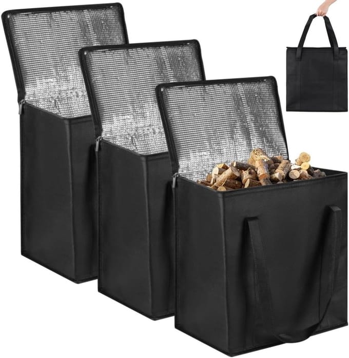 Ruimtebesparende Opslagcontainers voor Houtpellets, Ideaal voor Rookovens, Buitenactiviteiten en Kamperen, Set van 3, 30 x 20 x 35 cm