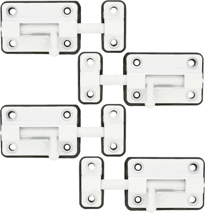 AMIG schuifslot/plaatgrendel - 4x - zamak - 5cm - wit - incl schroeven - deur - raam