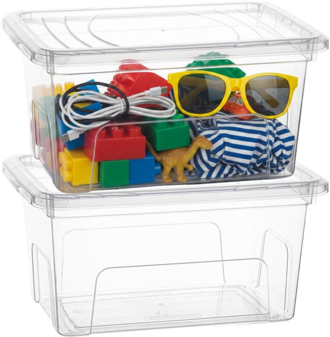 Plasticforte Opslagbox Easy met deksel - 2x - 4.4 Liter - 27 x 14 x 19 cm - transparant - kunststof