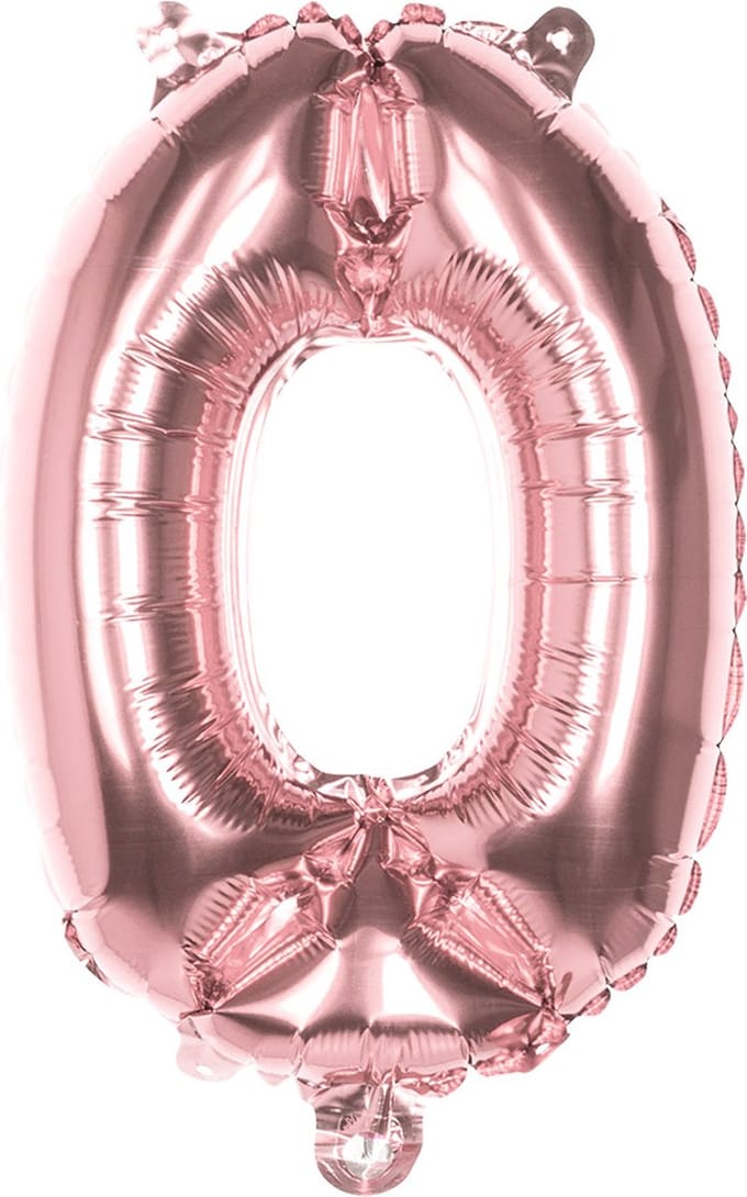 Boland - Folieballon '0' roségoud (36 cm) 0 - Rose Goud - Cijfer ballon