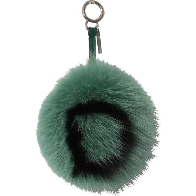Fendi Initial Pom-Pom Sleutelhanger in Groen Bont