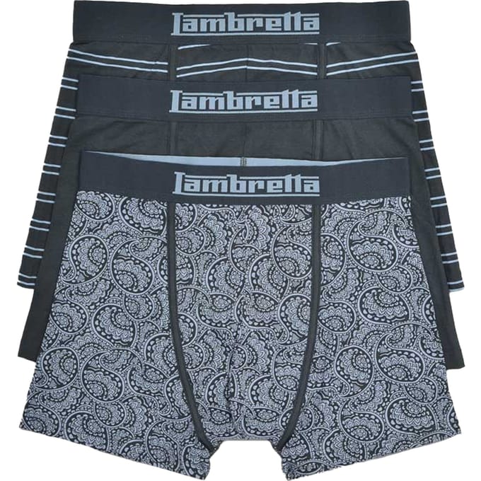 Lambretta Heren Paisley Boxershorts (Set van 3) (NAVY/BLAUW)