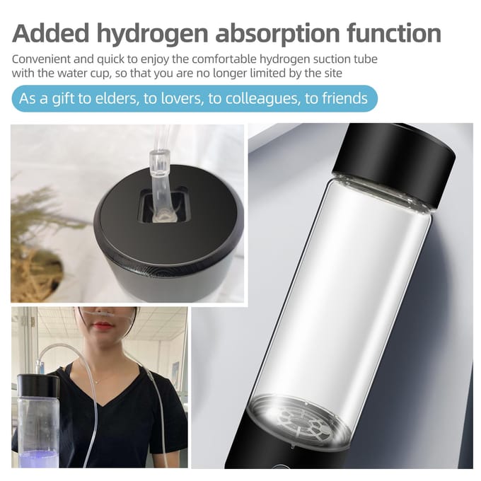 Waterstofwatergenerator met PEM SPE-technologie 330 ml oplaadbare waterstofwaterfles - goud