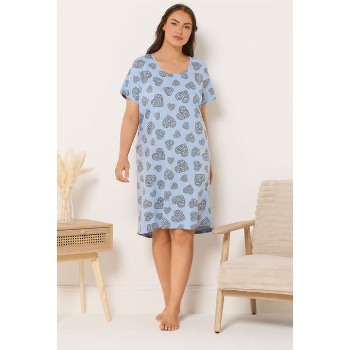 Yours Lichtblauw Nachthemd Met Hartje Size 46-48