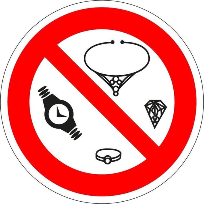 Sieraden verboden bord - kunststof 100 mm