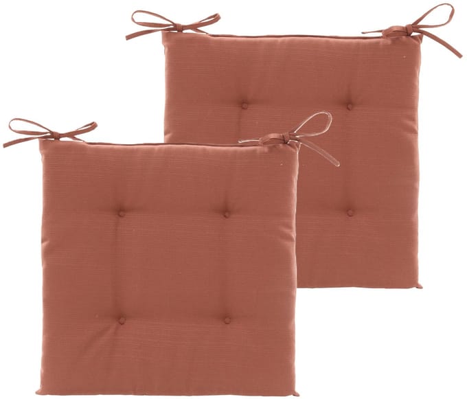 Hespiride Stoelkussen Altea - 2x - 40 x 40 cm - terracotta - vierkant - polyester - tuinkussen - buiten