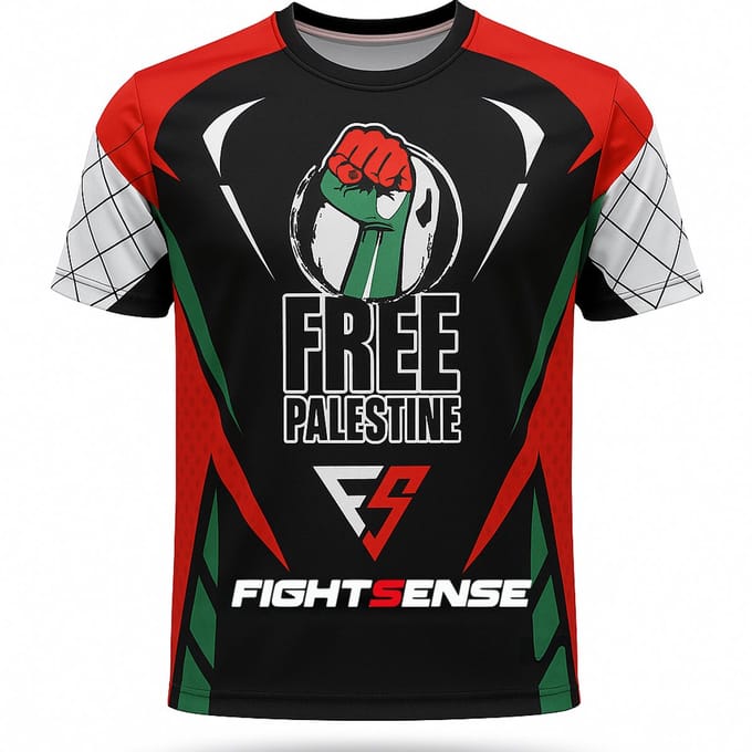 FIGHTSENSE Sport T-shirt – Free Palestina – Ademend & Sneldrogend – Maat S
