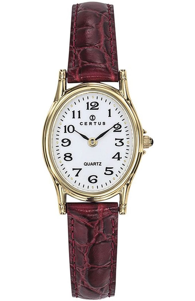 Certus-Duidelijk dames horloge-Double-Rood lederen band