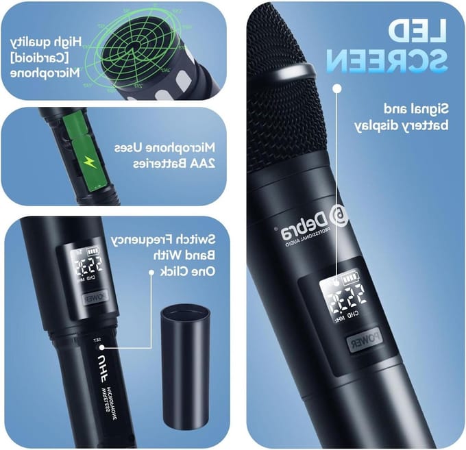 Draadloze Microfoonset - Zang Microfoons - Feestavonden Karaoke - 8 Handmicrofoons - 80m Bereik - Zwart